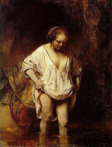 REMBRANDT Harmenszoon van Rijn Bathing woman, modelled by Hendrickje, China oil painting art